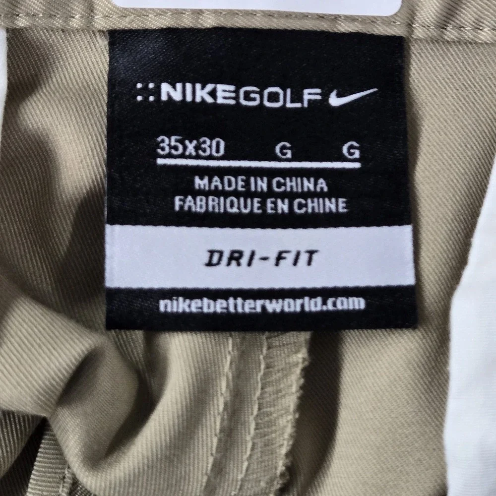 Nike Golf Men Pants 35X30 Beige Chino Dri-Fit Golf Performance Logo 28